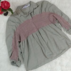 Vintage Angelique 100% Cotton Shirred Button Down